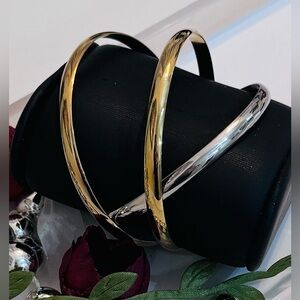 Set of 3 Interlocking Gold and Silver Plated Women's Bangles